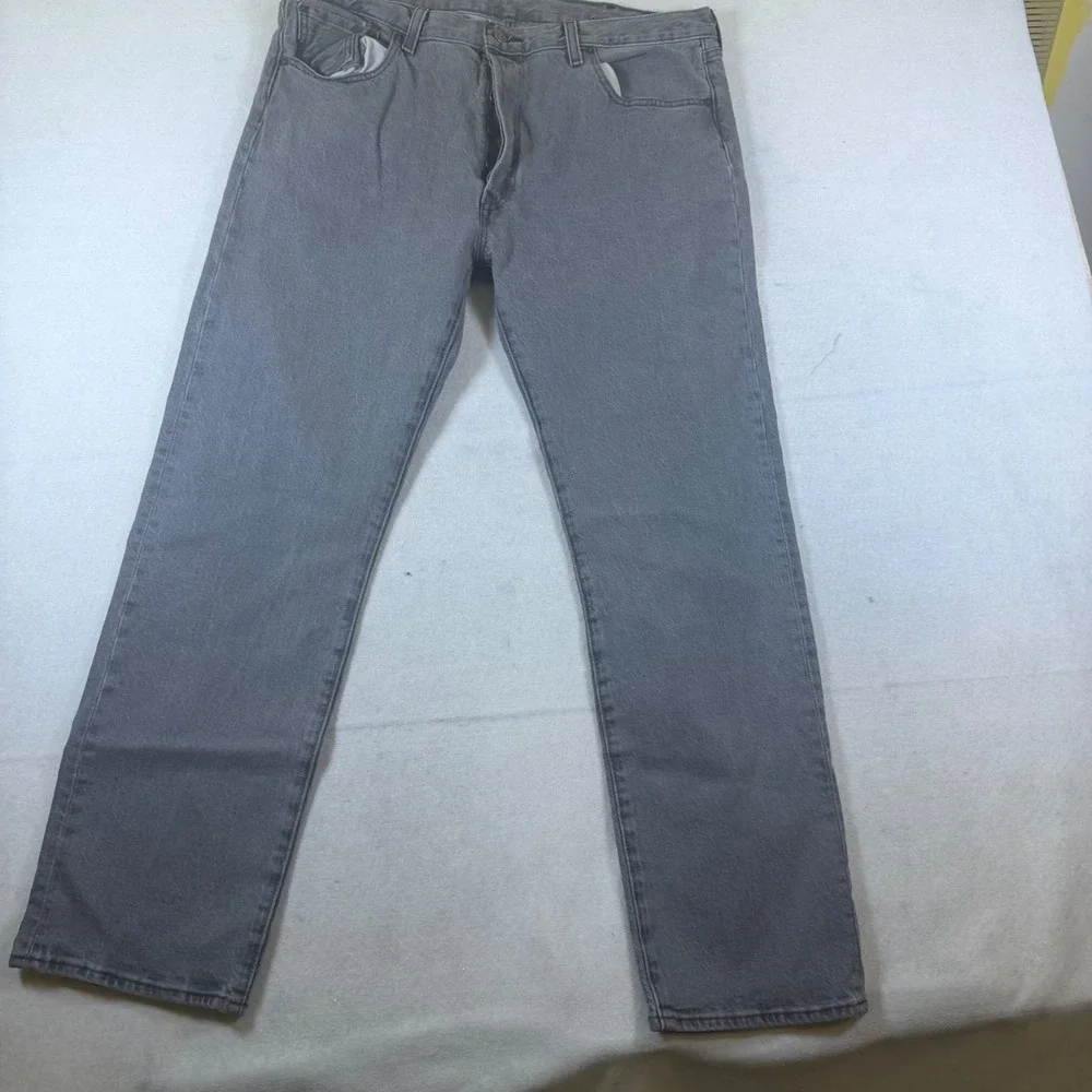 Levis 501 Original‎ Fit Mens Grey Straight Leg Denim Jeans 38x32 Button Fly